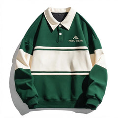 Fashion Casual Long Sleeve Polo Collar Letter Pattern Jacquard Knit Men's Pullover