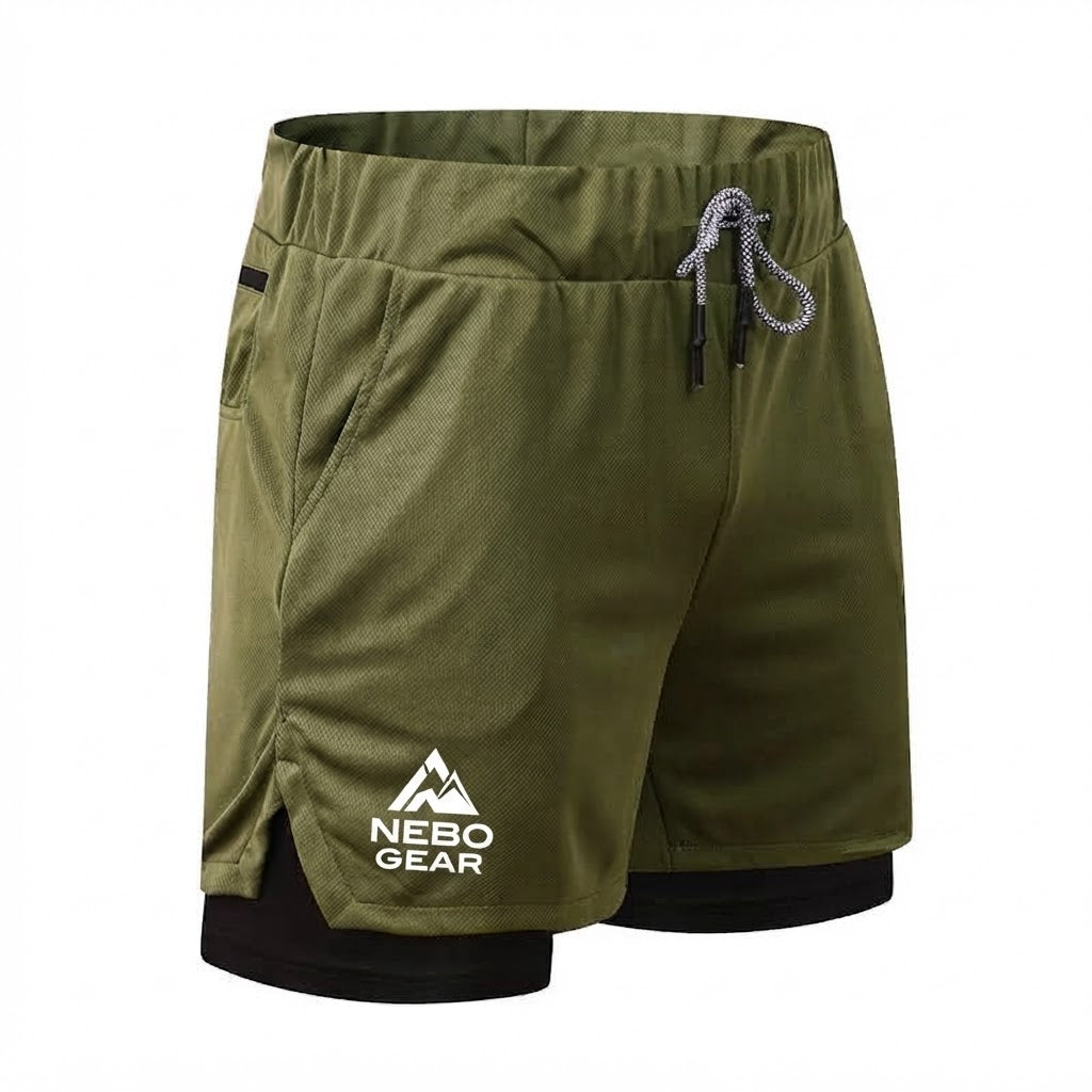 2 in 1 Quick Dry Compression Mesh Liner Running Athletic Gym Sport Men's Workout Shorts