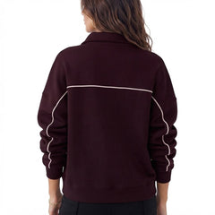 Women's Sweatshirt Long Sleeve Collared Zipper V Neck Loose Pullover Tops Casual Wear