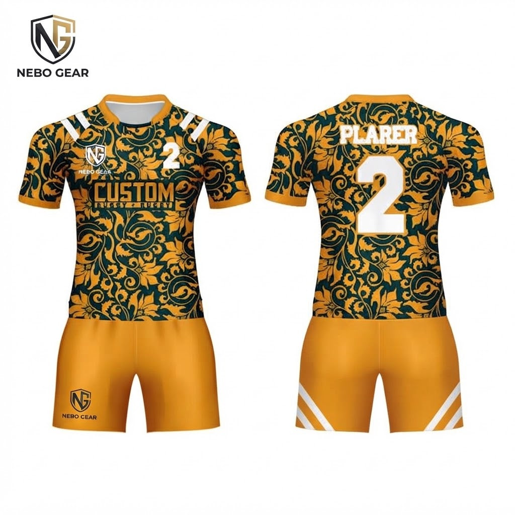 High Quality Customized Rugby Uniform Yellow Jersey Uniform