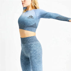 Women's Active Wear Comfortable Seamless Gym Fitness Long Sleeve Crop Top