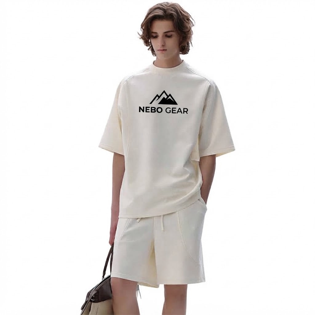 Men's Summer Casual T-Shirt Shorts Suits Set 100% Heavy Cotton Wash Suits