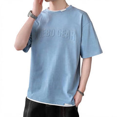 Trendy 3d Embossed Logo T Shirts Printing Custom Cotton T-shirts Men 3D Embossed
