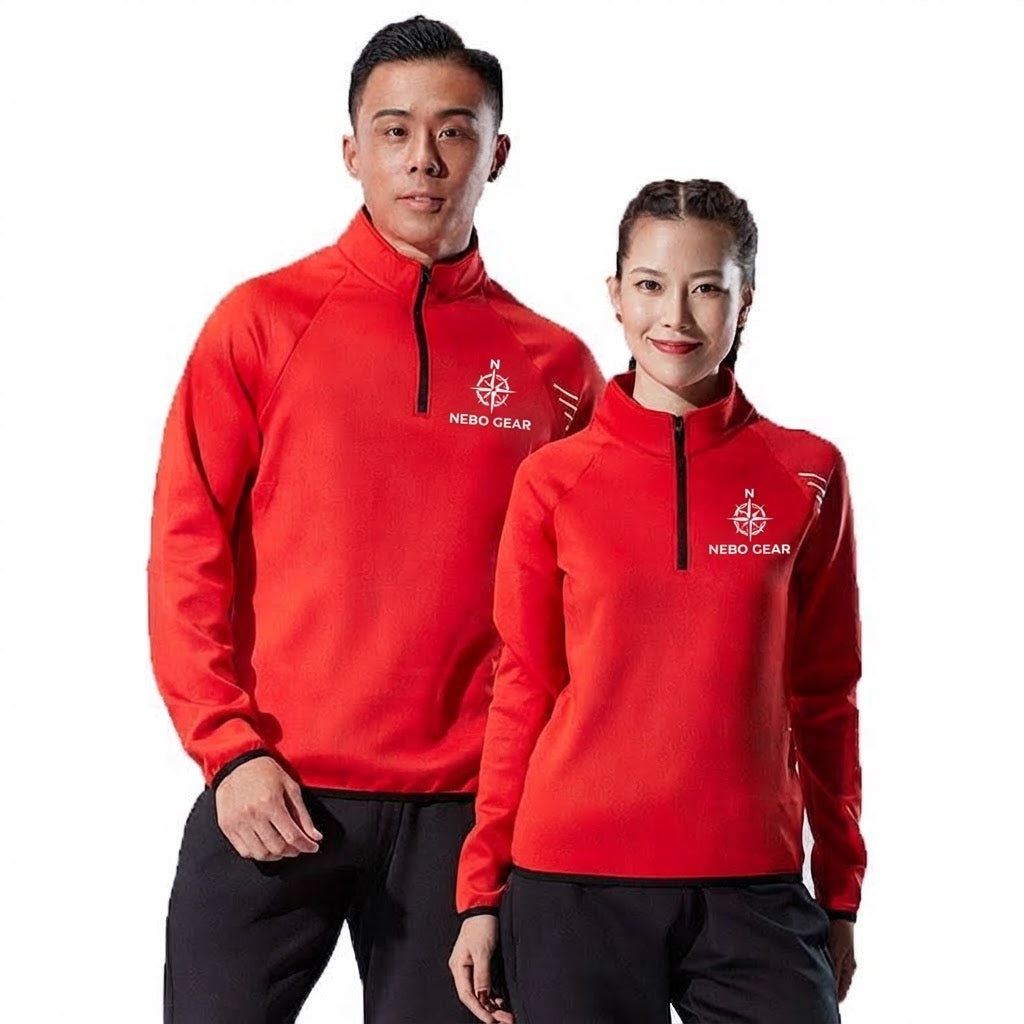 Active Wear Men and Women Long Sleeves Half Zip Quick Dry Running T Shirt Jersey