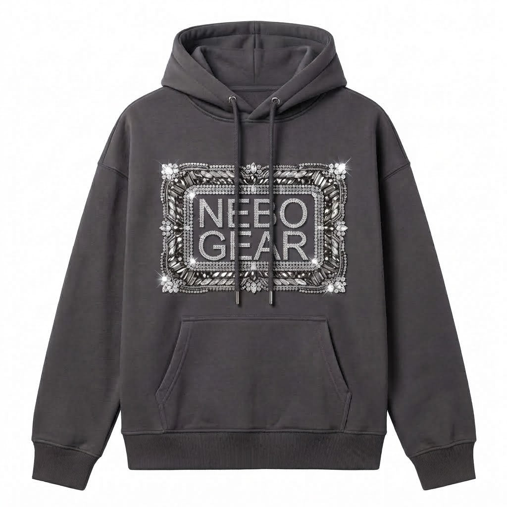 Windproof Oversized Pullover Hoodie Rhinestone Winter Knitted Fabric Polyester/Cotton