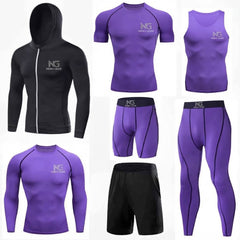 GYM Wear Polyester Multiple Colors Sportswear Compression Shirt 7pcs Set