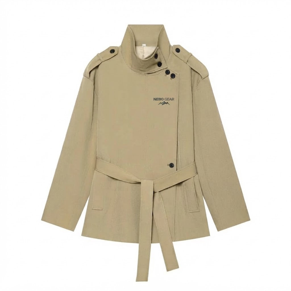 Women 2026 Autumn Chic Overcoat Vintage Coat Short Windbreaker With Belt
