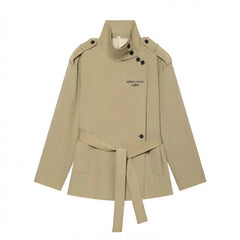 Women 2026 Autumn Chic Overcoat Vintage Coat Short Windbreaker With Belt
