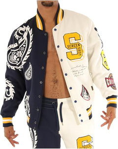 Men's Graphic Varsity Jacket Letterman Baseball Jacket