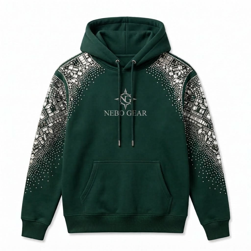 New Arrival Men's Hoodies Rhinestone Design Premium Quality Polyester/Cotton Fleece