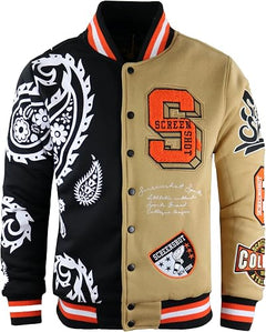 Men's Graphic Varsity Jacket Letterman Baseball Jacket