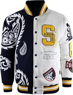Men's Graphic Varsity Jacket Letterman Baseball Jacket