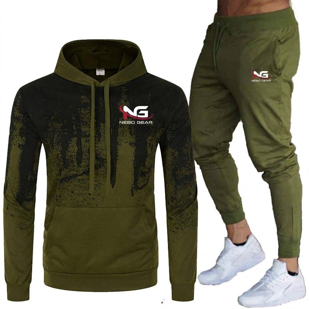 Men's Hooded Tracksuit Set Sublimation Print Casual Sweatshirt Polyester