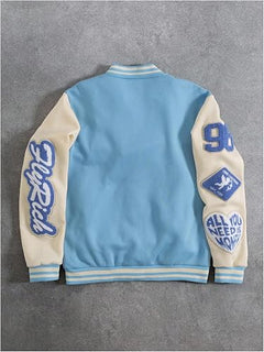 Men's Button Down Varsity Baseball Jacket Trendy Graphic Letterman Jacket