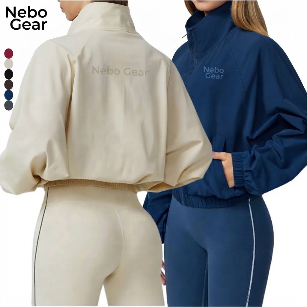 Custom Gym Wear Zip Pullover Top Windbreaker Jacket Tracksuit Women's Sports Jacket