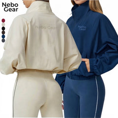 Custom Gym Wear Zip Pullover Top Windbreaker Jacket Tracksuit Women's Sports Jacket