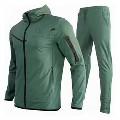 Printed Knitted Men's Outerwear Set Cotton Polyester Tracksuit Zipper Two-Piece