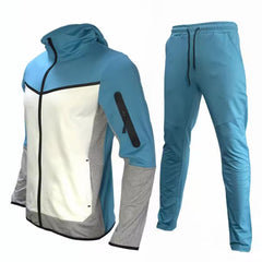 Printed Knitted Men's Outerwear Set Cotton Polyester Tracksuit Zipper Two-Piece