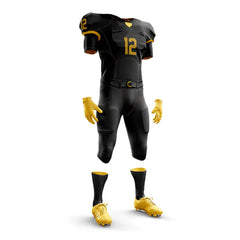 Solid Black Custom American Football Uniform