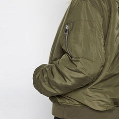 Fashion Plain Color Varsity Style Jacket Women Zippers Front Elastic Women's Jacket
