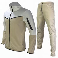 Printed Knitted Men's Outerwear Set Cotton Polyester Tracksuit Zipper Two-Piece