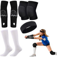 Volleyball Knee Pads Arm Sleeves Sport Hair Scrunchies Sweat Band Volleyball Socks
