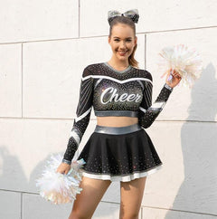 Custom Design Long Sleeve Nylon/Cashmere Digital Print Women's Cheerleading Uniforms