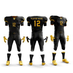 Solid Black Custom American Football Uniform