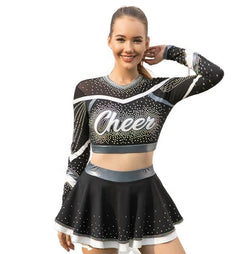 Custom Design Long Sleeve Nylon/Cashmere Digital Print Women's Cheerleading Uniforms