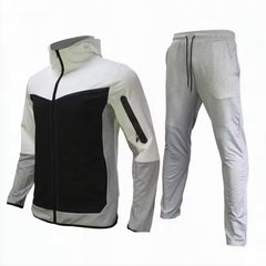 Printed Knitted Men's Outerwear Set Cotton Polyester Tracksuit Zipper Two-Piece