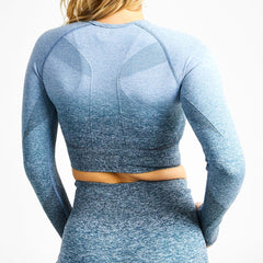 Women's Active Wear Comfortable Seamless Gym Fitness Long Sleeve Crop Top