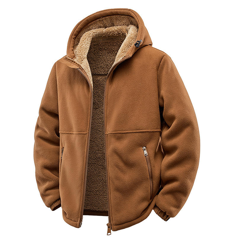 New Men's Polar Fleece Hooded Sweatshirt Thick Warm Lined Outdoor Winter Outerwear