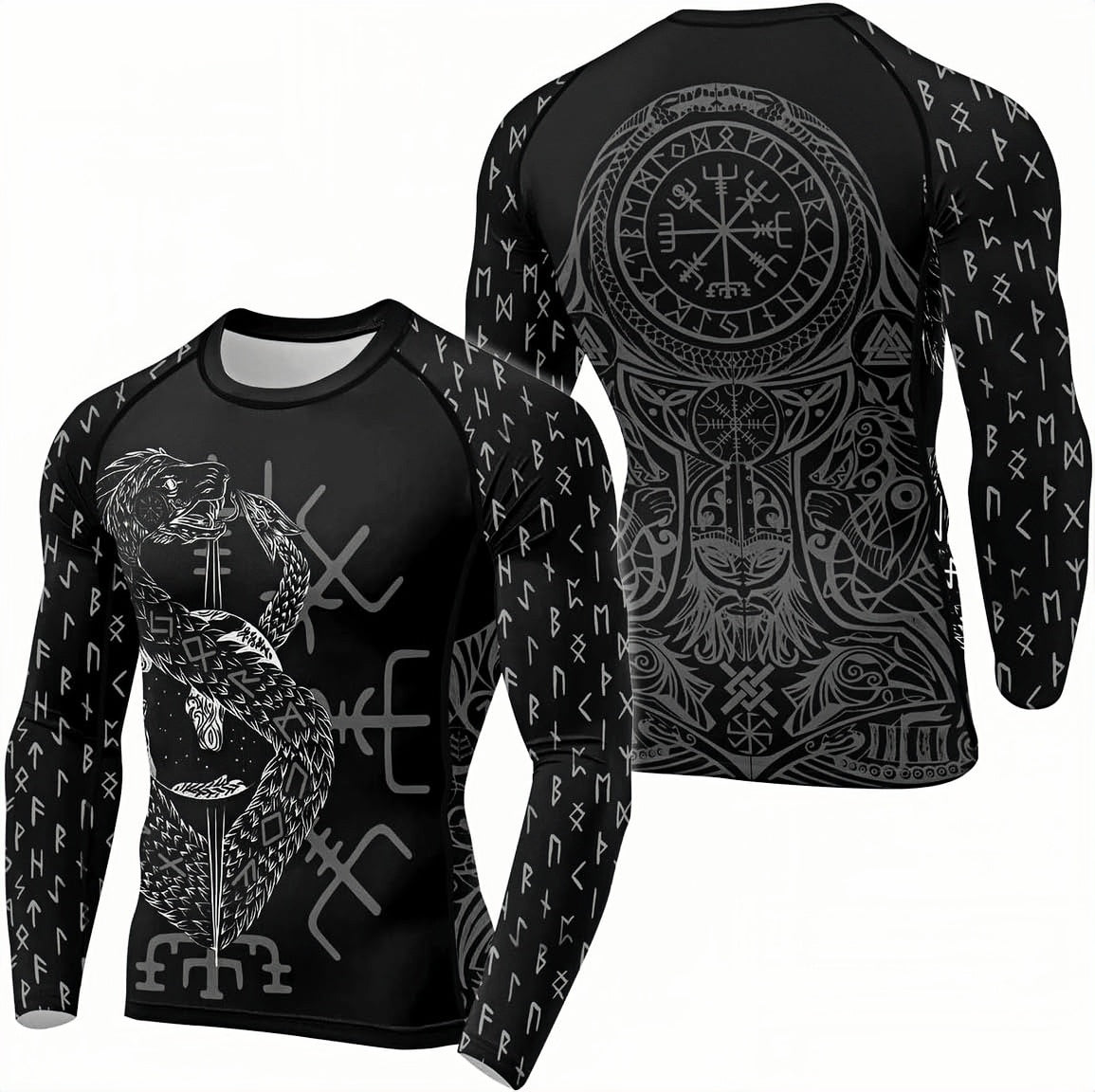 Men Long Sleeve Compression Shirt Sublimation Printed Spandex Polyester Quick Dry