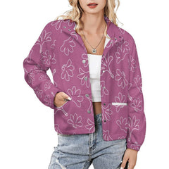 Fashion Coat Print on Demand Stand Collar Plush Jacket Naupaka Flower Design Winter