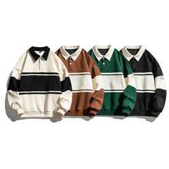 Fashion Casual Long Sleeve Polo Collar Letter Pattern Jacquard Knit Men's Pullover