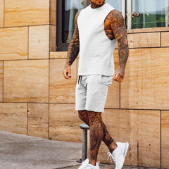 Men's Casual Thin Five-cent Pants Sleeveless Top Solid Color Vest