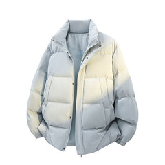 Winter Unisex Puffer Coat Stand Collar Thick Fleece Lined Synthetic Padded Jacket