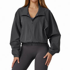 Custom Gym Wear Zip Pullover Top Windbreaker Jacket Tracksuit Women's Sports Jacket
