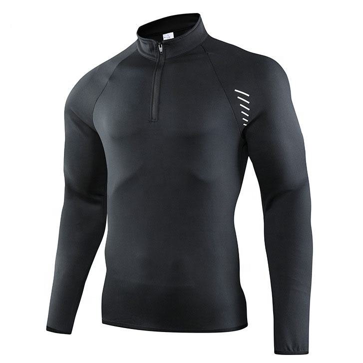 Active Wear Men and Women Long Sleeves Half Zip Quick Dry Running T Shirt Jersey