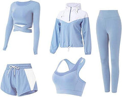 Custom Gym Fitness Yoga Sets 5 Piece Sports Yoga Suit Fitness Active Wear Set