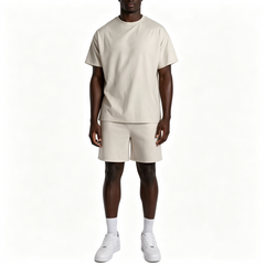 Men's Sportswear Short Sleeve t Shirt Set 100% Cotton Two Piece Casual Women Shorts Set