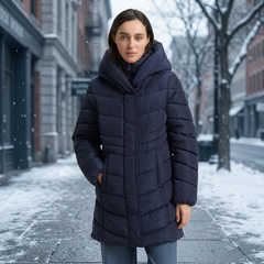 Women's Long Hooded Down Coat Solid Color Thick Warm Winter Outerwear Full Sleeve