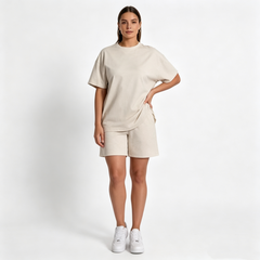 Men's Sportswear Short Sleeve t Shirt Set 100% Cotton Two Piece Casual Women Shorts Set