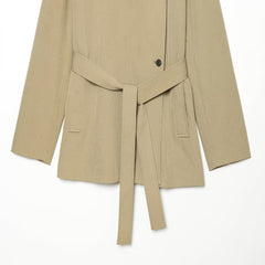 Women 2026 Autumn Chic Overcoat Vintage Coat Short Windbreaker With Belt