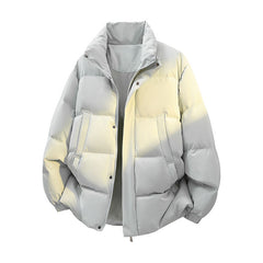 Winter Unisex Puffer Coat Stand Collar Thick Fleece Lined Synthetic Padded Jacket