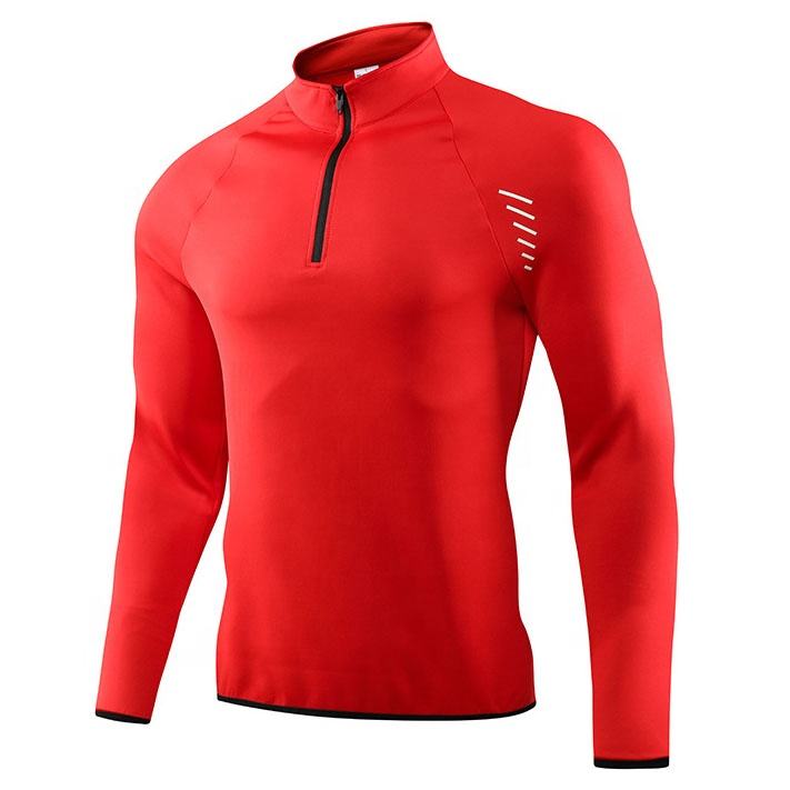 Active Wear Men and Women Long Sleeves Half Zip Quick Dry Running T Shirt Jersey