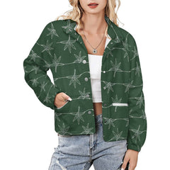 Fashion Coat Print on Demand Stand Collar Plush Jacket Naupaka Flower Design Winter