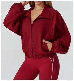 Custom Gym Wear Zip Pullover Top Windbreaker Jacket Tracksuit Women's Sports Jacket