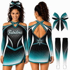 OEM High End Custom Cheerleading Uniform Sets 2026 Metallic Fabric Sparkly Rhinestone
