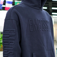 Wholesale Unisex Heavyweight Fleece Oversized 3D Embossed Hoodie with Custom Logo